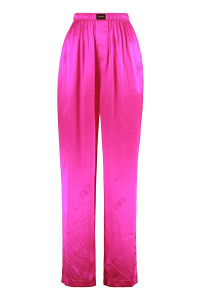 Balenciaga Silk Pajama Pants In Purple