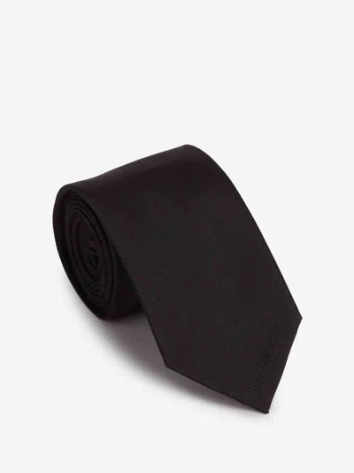 Balenciaga Silk Plain Tie In Black