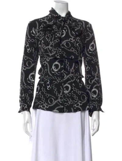 Pre-owned Balenciaga Silk Printed Blouse In Black
