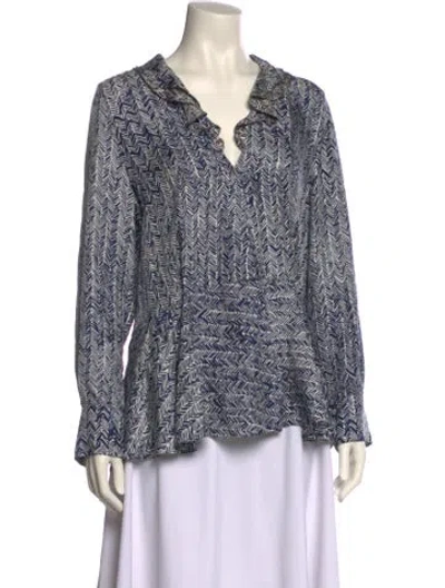 Pre-owned Balenciaga Silk Printed Blouse In Blue