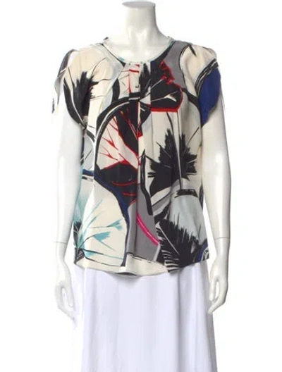 Pre-owned Balenciaga Silk Printed Blouse In Neutral