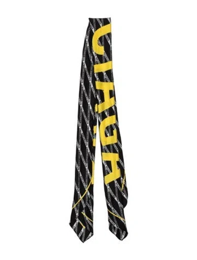Pre-owned Balenciaga Silk Printed Scarf In Black