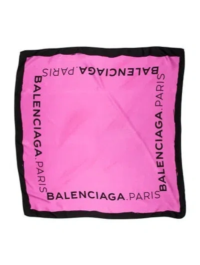 Pre-owned Balenciaga Silk Printed Scarf In Purple
