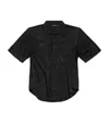 Balenciaga Men's Tropical Flowers Minimal Short Sleeve Shirt In Black