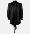 Balenciaga Silk Blouse With Decorative Tie At Neckline In Black