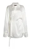Balenciaga Silk-satin Wrap Shirt In White