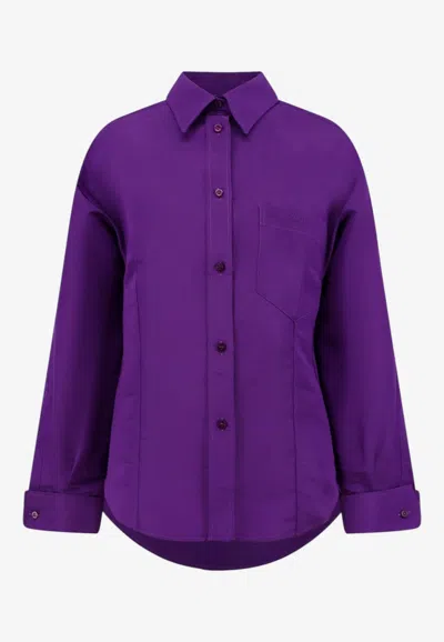 Balenciaga Silk Shantung Long-sleeved Shirt In Multi