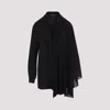 Balenciaga Asymmetric Black Silk Blouse With Scarf Women In Black