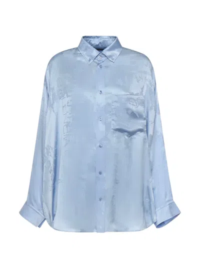 Balenciaga Silk Shirt In Blue