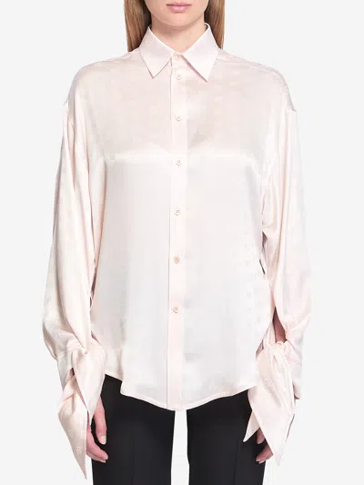 Balenciaga Silk Shirt With Knotted Cuffs In Pink