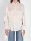 Balenciaga Knotted-cuff Silk Jacquard Button-down Blouse In Pink