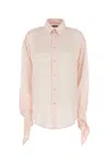 Balenciaga Silk Shirt With Knotted Cuffs In Neutral