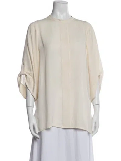 Pre-owned Balenciaga Silk Short Sleeve Blouse In Neutrals