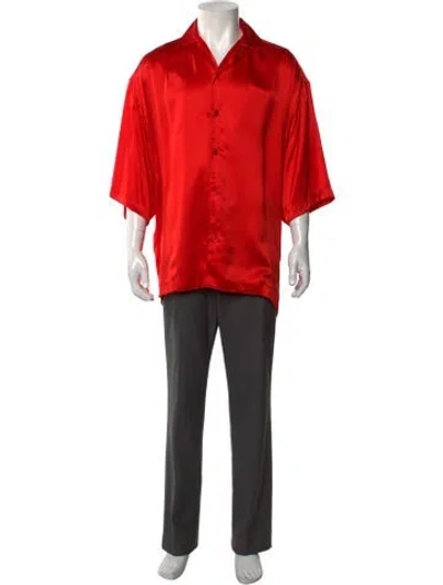 Pre-owned Balenciaga Silk Short Sleeve Shirt W/ Tags In Red
