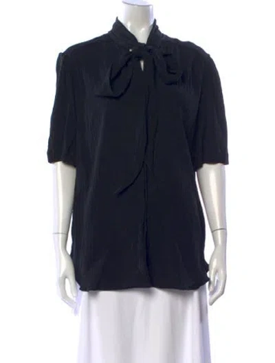 Pre-owned Balenciaga Silk Tie Neck Blouse In Multi