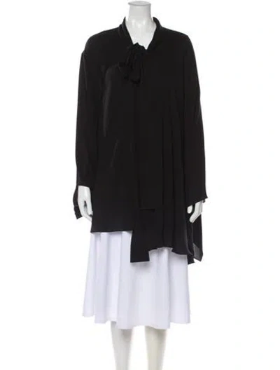 Pre-owned Balenciaga Silk Tie Neck Blouse W/ Tags In Black