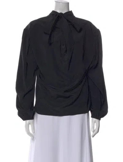Pre-owned Balenciaga Silk Tie Neck Blouse W/ Tags In Black