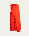 Balenciaga Silk-wool Draped Cape Midi Dress In Red