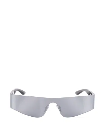 Balenciaga Silver Acetate Mono Rectangle Sunglasses