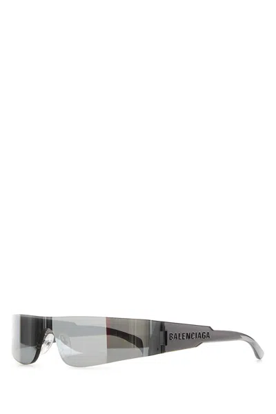 Balenciaga Silver Acetate Mono Rectangle Sunglasses