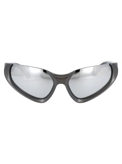 Balenciaga Silver Acetate Sunglasses In Black