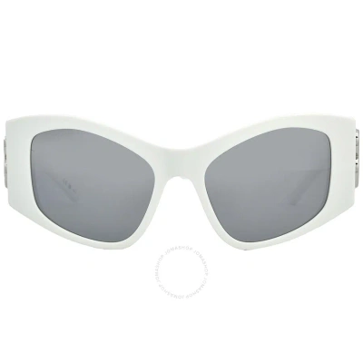 Balenciaga Silver Cat Eye Ladies Sunglasses Bb0287s 006 55 In Silver / White