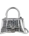 Balenciaga Silver Croc-embossed Calfskin Leather Hourglass Xs Handbag  (authentic Pre-loved)