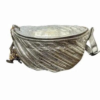 Pre-owned Balenciaga Silver Leather Canvas Fanny Pack Sling Bag ()