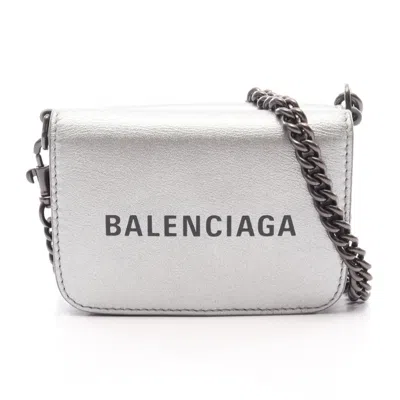Pre-owned Balenciaga Silver Leather Chain/shoulder Wallet ()