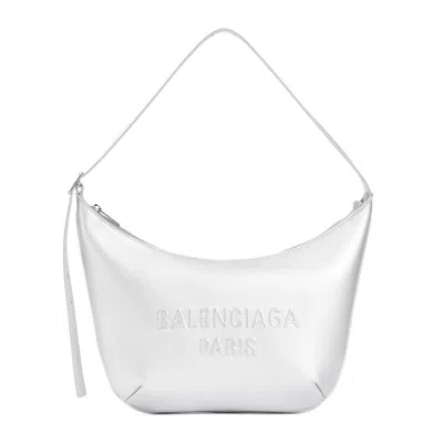 Balenciaga Silver Leather Mary Kate Sling Bag In White