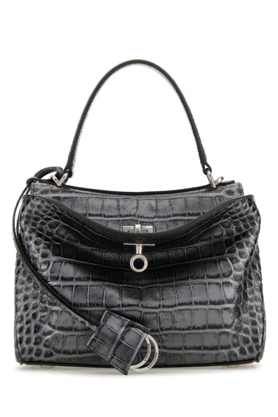 Balenciaga Silver Leather Mini Rodeo Handbag In Gray