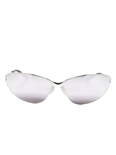 Balenciaga Wrap-frame Cate-eye Metal Sunglasses In Silver