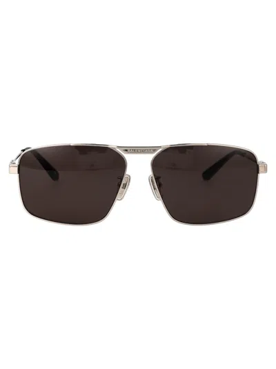 Balenciaga Silver Metal Sunglasses In Brown