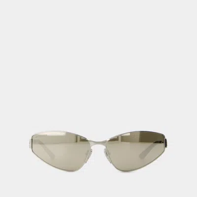 Balenciaga Silver Metal Sunglasses In Brown