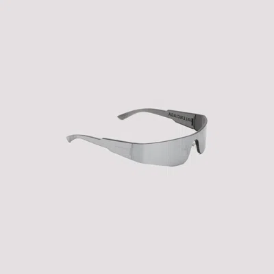 Balenciaga Silver Mono Rectangle Sunglasses In Gray