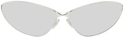 Balenciaga Silver Razor Cat Eye Sunglasses In 001 Silver