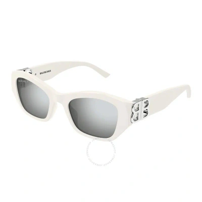 Balenciaga Silver Rectangular Ladies Sunglasses Bb0311sk 003 53 In Silver / White