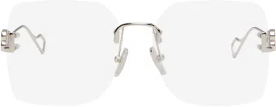 Balenciaga Silver Rimless Glasses In 002 Silver