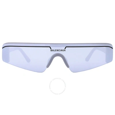 Balenciaga Silver Shield Unisex Sunglasses Bb0003s 011 99 In Grey / Silver