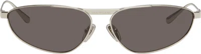 Balenciaga Silver Tag 3.0 Oval Metal Sunglasses In Brown