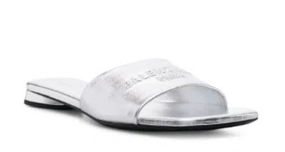 Balenciaga Silver-tone Metallic Leather Slip-ons In White