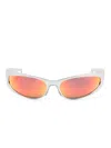 Balenciaga Silver-tone Reverse Xpander Wrap Sunglasses In Silver