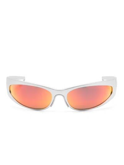 Balenciaga Silver-tone Reverse Xpander Wrap Sunglasses