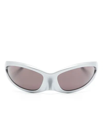 Balenciaga Silver-tone Skin Cat Sunglasses In Neutral