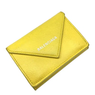Pre-owned Balenciaga Silver Yellow Leather Wallet (tri-fold) () In Silver, Yellow