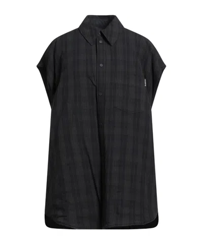 Balenciaga Simple Checkered Coat In Black