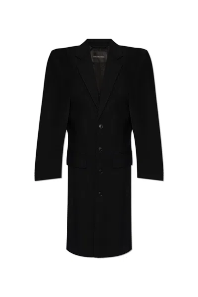 Balenciaga Single-breasted Mid Length Coat In Black