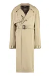 BALENCIAGA SINGLE-BREASTED BEIGE COTTON TRENCH JACKET