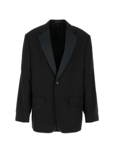 Balenciaga Wool Oversized Single-breasted Tuxedo Jacket In Black