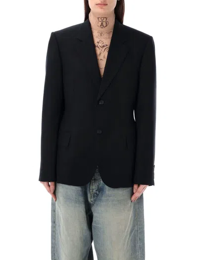 Balenciaga Women's Single-breasted Wool Blazer In Black For Ss24